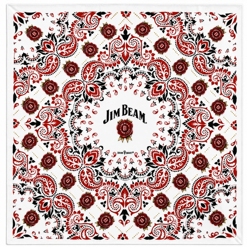 NEW Jim Bean Promo Red White Paisley 22x22 Bandana Handkerchief